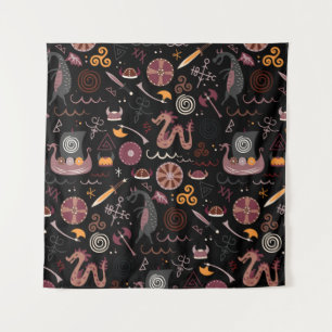 Viking pattern seamless design graphic tapestry
