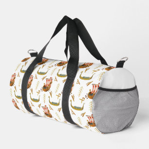 Viking Pirate Ships On White Duffle Bag