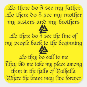 Viking Prayer Valknut FB.com/USAPatriotGraphics © Square Sticker