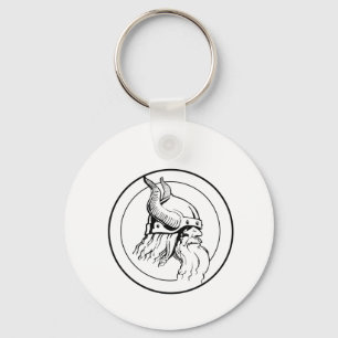 Viking profile in circle key ring