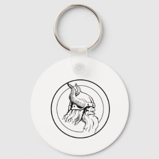 Viking profile in circle key ring
