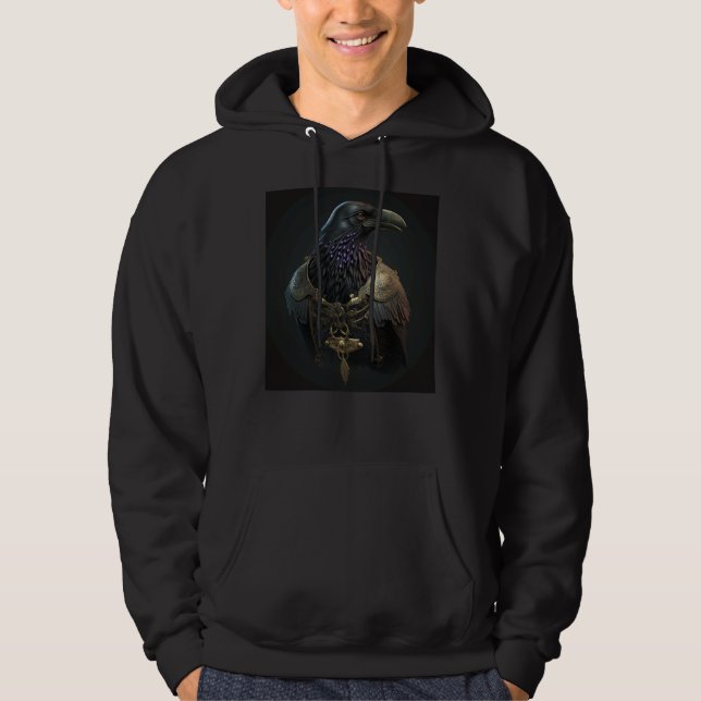 Viking Raven Norse Warrior Crow Vikings Style Hoodie (Front)