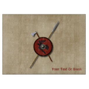 Viking Raven Shield And Weapons Cutting Board