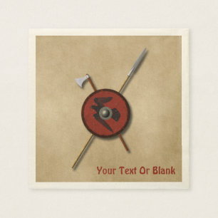 Viking Raven Shield And Weapons Napkin