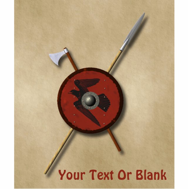 Viking Raven Shield And Weapons Photo Sculpture Magnet (Front)