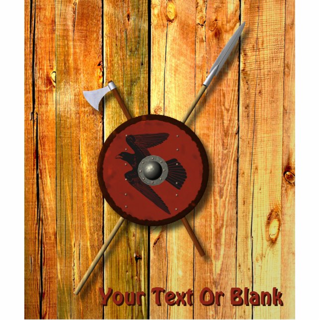 Viking Raven Shield And Weapons Photo Sculpture Magnet (Front)