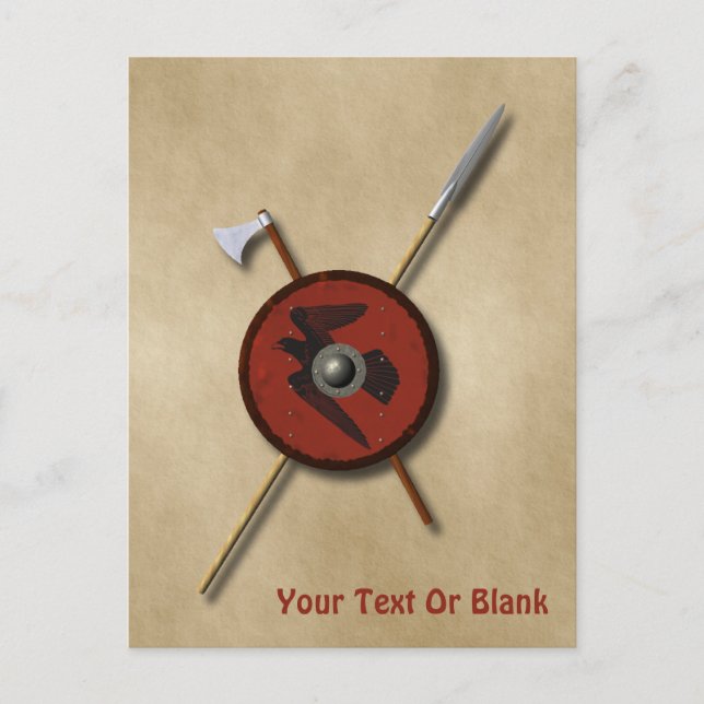 Viking Raven Shield And Weapons Postcard (Front)