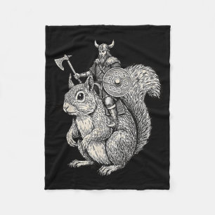 Viking Riding Squirrel Funny Warrior Art Fleece Blanket