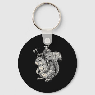 Viking Riding Squirrel Funny Warrior Art  Key Ring