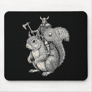 Viking Riding Squirrel Funny Warrior Art Mouse Mat