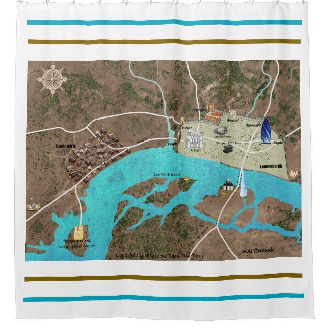 Viking & Roman London Shower Curtain (Front)