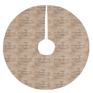 Viking rune on cracked wood brushed polyester tree skirt