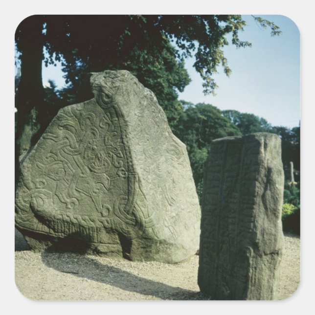 Viking rune stones square sticker (Front)