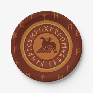 Viking Runes and Horseman Paper Plate