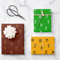 Viking Runes on Brown, Yellow, Green Background
