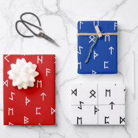 Viking Runes Pattern on Red, Blue,White Background