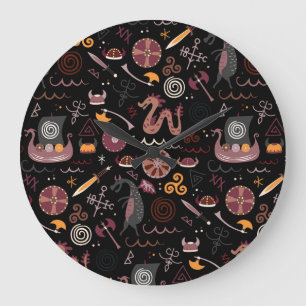 Viking: Seamless, Graphic Design. Large Clock