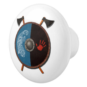 Viking Shield and Axes Ceramic Knob