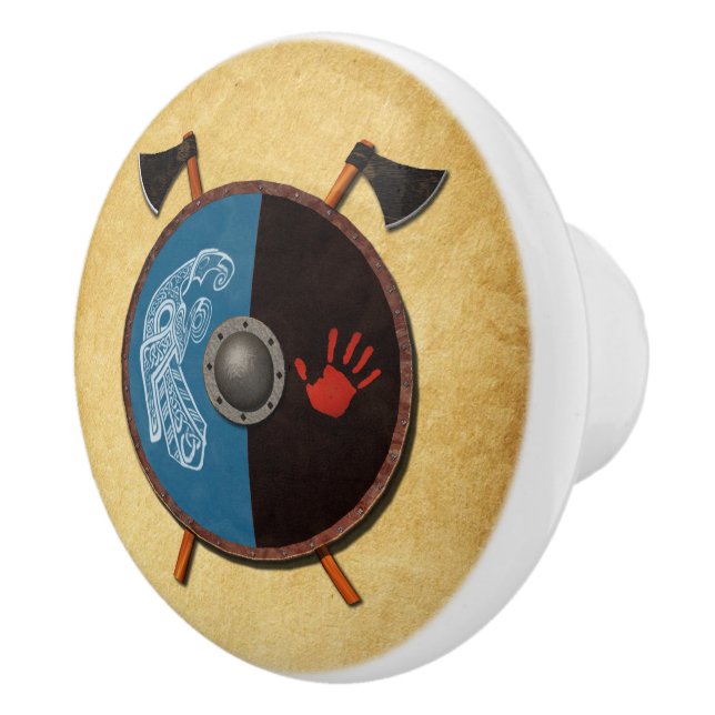 Viking Shield and Axes Ceramic Knob (Right)