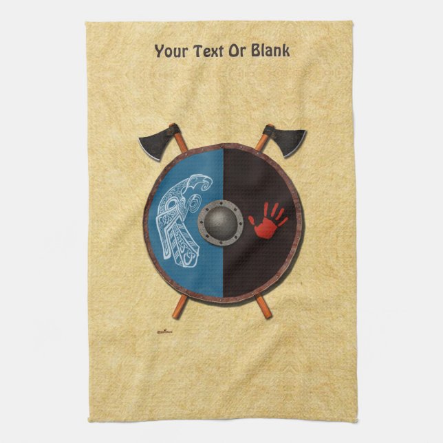 Viking Shield and Axes Tea Towel (Vertical)