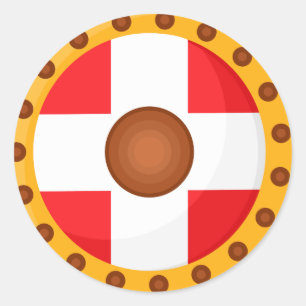 Viking Shield Cartoon Illustration Classic Round Sticker