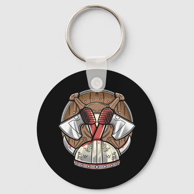 Viking Shield Cartoon Logo Key Ring (Front)