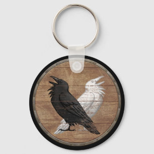 Viking Shield Keychain - Odin's Ravens