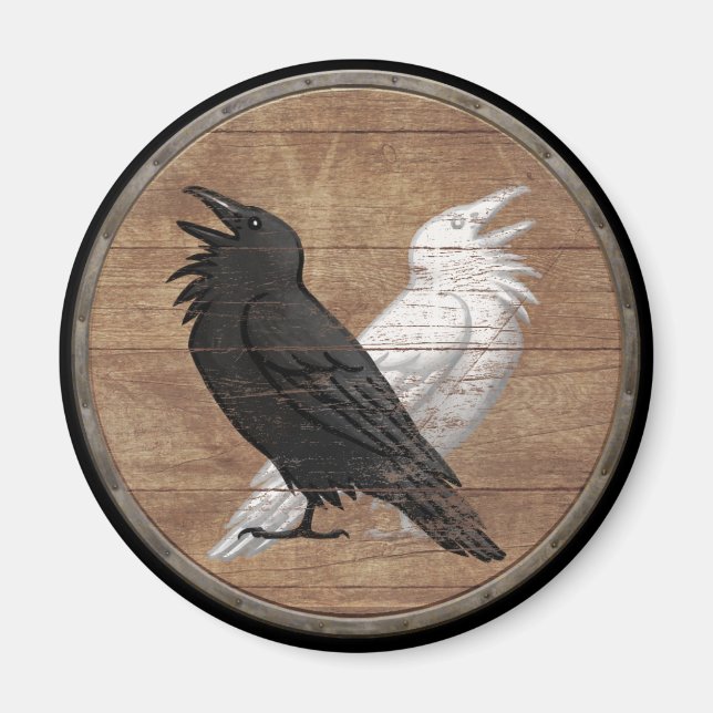 Viking Shield Magnet - Odin's Ravens (Front)
