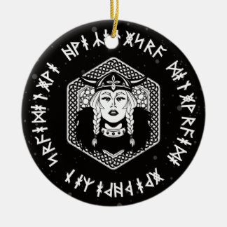 Viking Shield Maiden Celtic Warrior Ceramic Tree Decoration