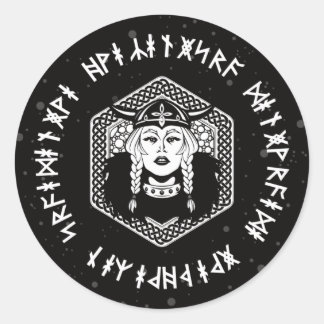 Viking Shield Maiden Celtic Warrior Classic Round Sticker