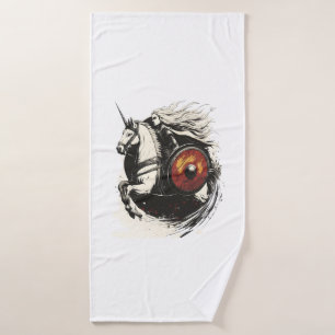 Viking Shield Maiden Unicorn (1) Bath Towel