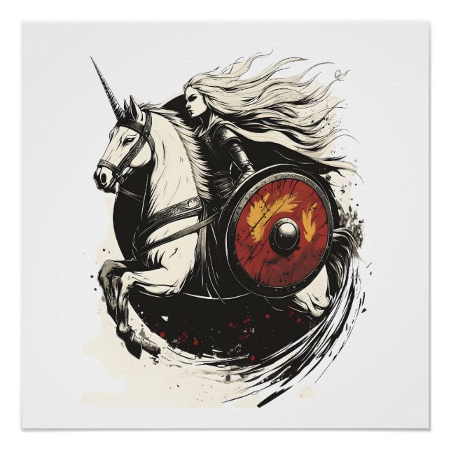 Viking Shield Maiden Unicorn (1) Poster (Front)