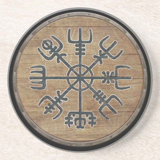 Viking Shield  - Vegvísir Coaster (Front)
