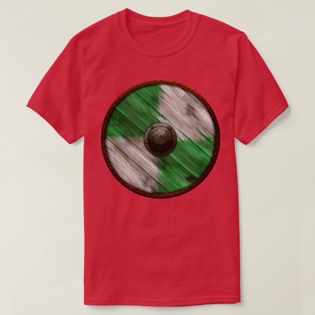 Viking Shield White Green quarters T-Shirt (Design Front)