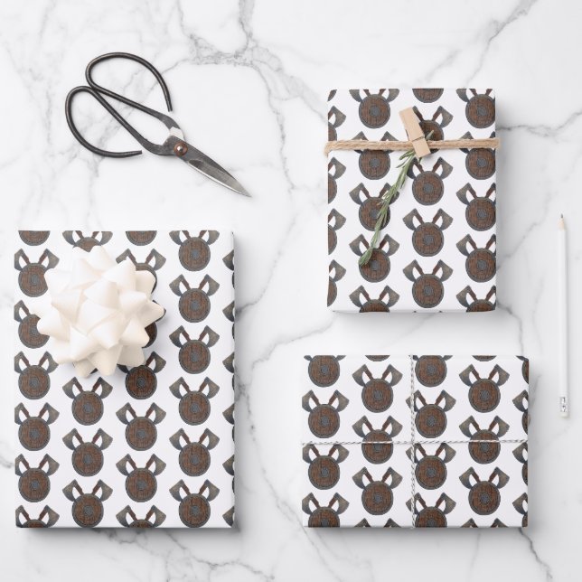 Viking Shield Wrapping Paper Flat Sheet Set of 3 (Front)