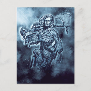 VIKING Shieldmaiden Fierce Female Warrior Art Postcard