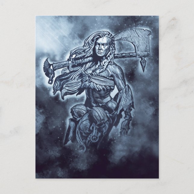 VIKING Shieldmaiden Fierce Female Warrior Art Postcard (Front)