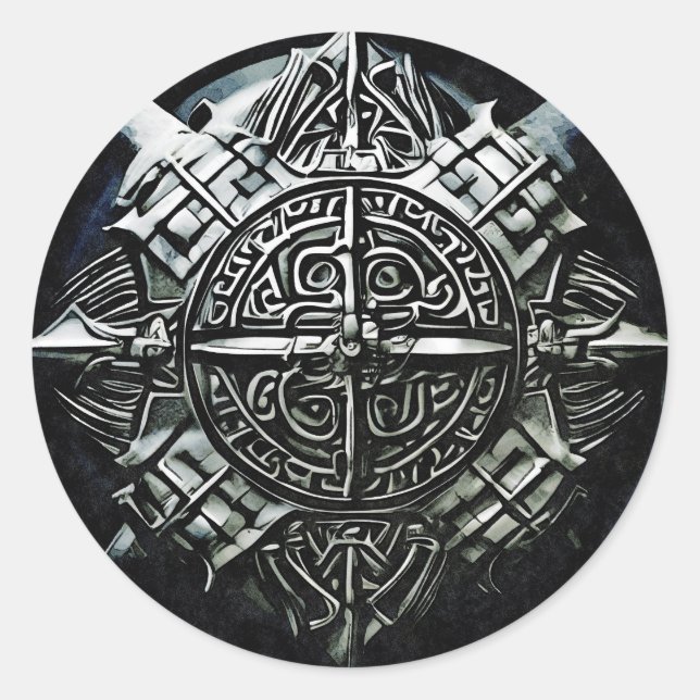 Viking shields the first line of defence  classic round sticker (Front)