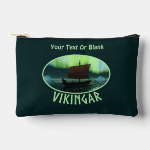 Viking Ship And Northern Lights Accessory Pouch