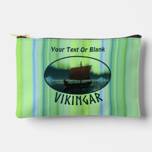 Viking Ship And Northern Lights Accessory Pouch