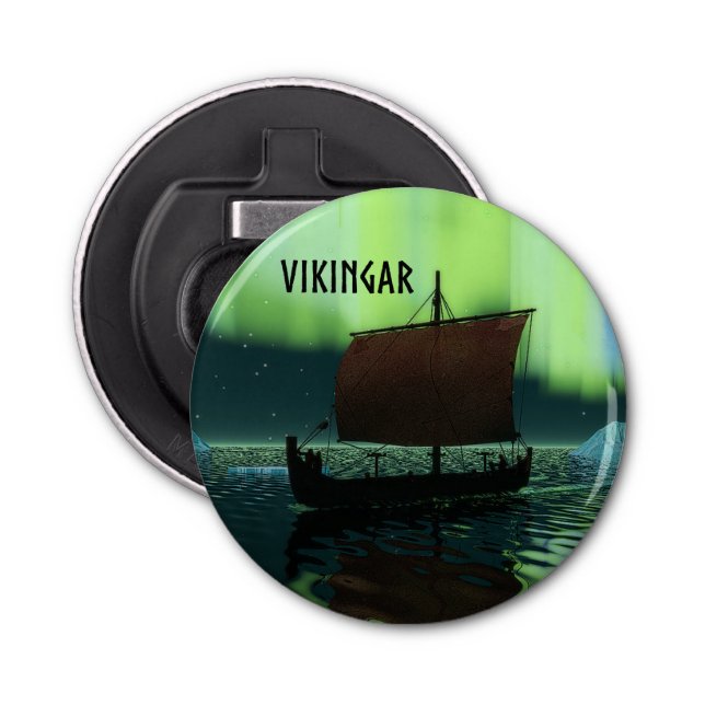 Viking Ship And Northern Lights Bottle Opener (Front)