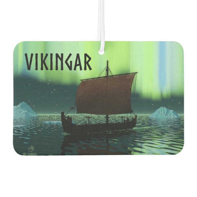Viking Ship And Northern Lights Car Air Freshener (Front)