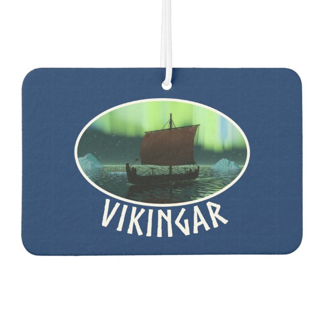 Viking Ship And Northern Lights Car Air Freshener (Front)