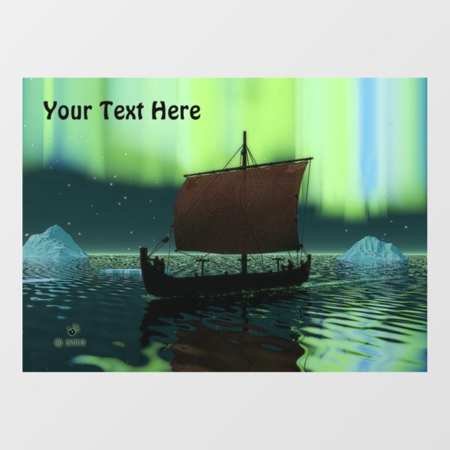 Viking Ship And Northern Lights Card Window Cling (Sheet)