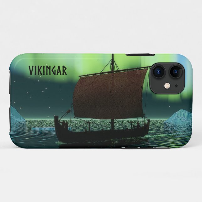 Viking Ship And Northern Lights Case-Mate iPhone Case (Back (Horizontal))