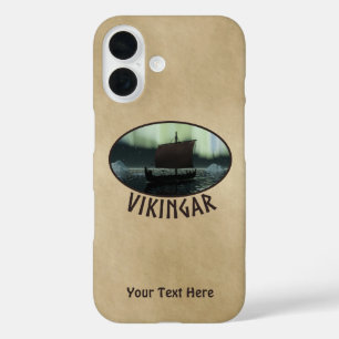 Viking Ship And Northern Lights iPhone 16 Case