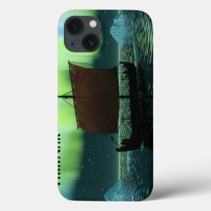 Viking Ship And Northern Lights iPhone 13 Case