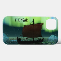 Viking Ship And Northern Lights