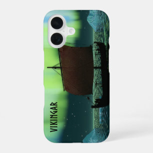 Viking Ship And Northern Lights iPhone 16 Case
