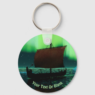 Viking Ship And Northern Lights Key Ring